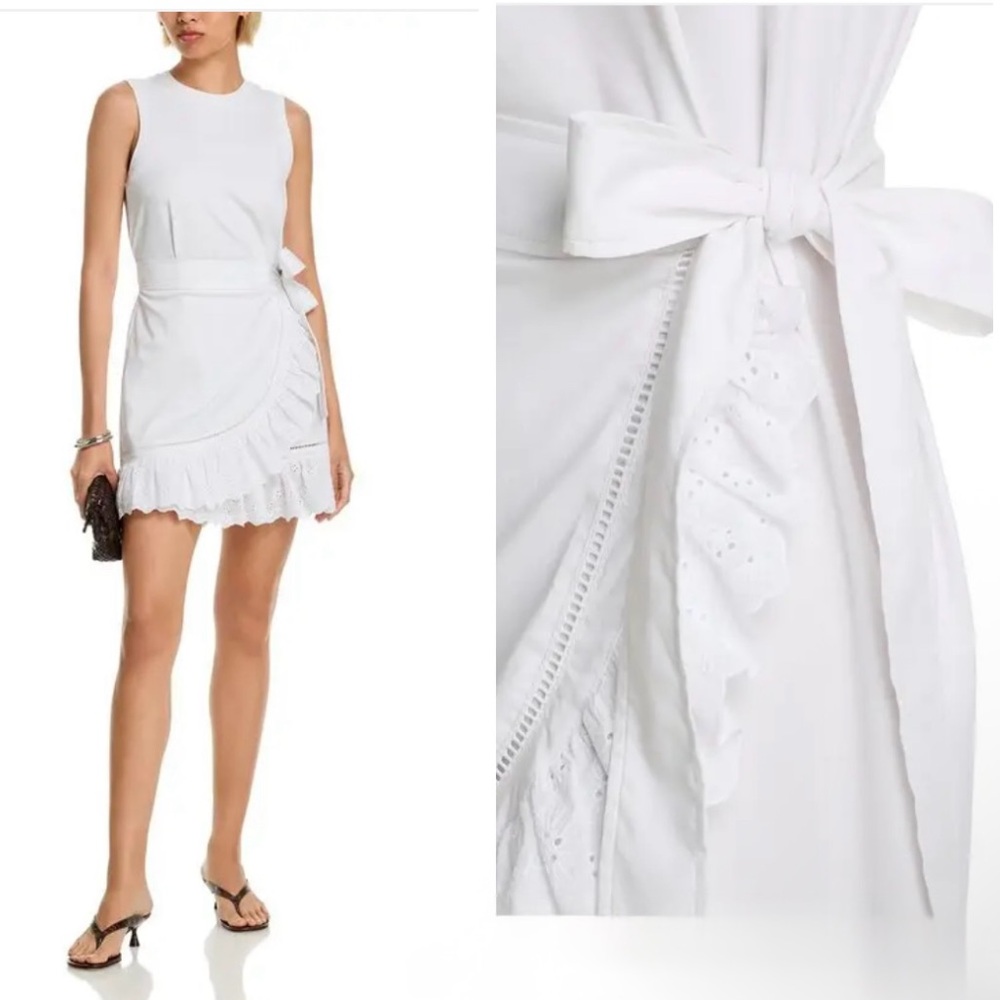 CINQ À SEPT
Mazie Eyelet Mahlia Wrap Dress Elegant White Sleeveless Dress M NWT
